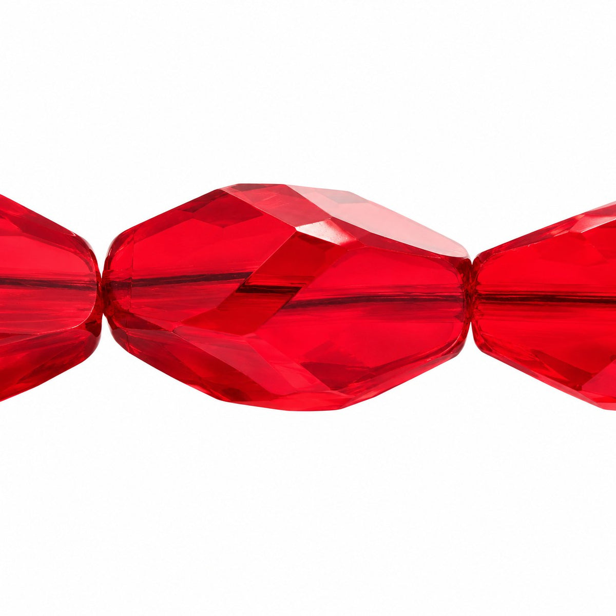 Faceted Special Cut Beads, Transparent Red (90100), Glass, Czech Republic