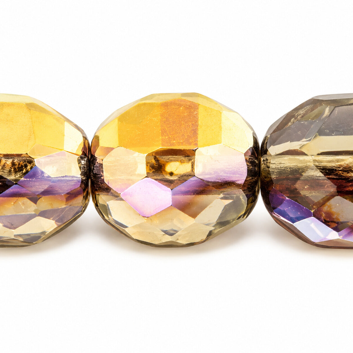 Faceted Special Cut Beads, Transparent Gray Prismatic Phoenix (40030-27104), Glass, Czech Republic