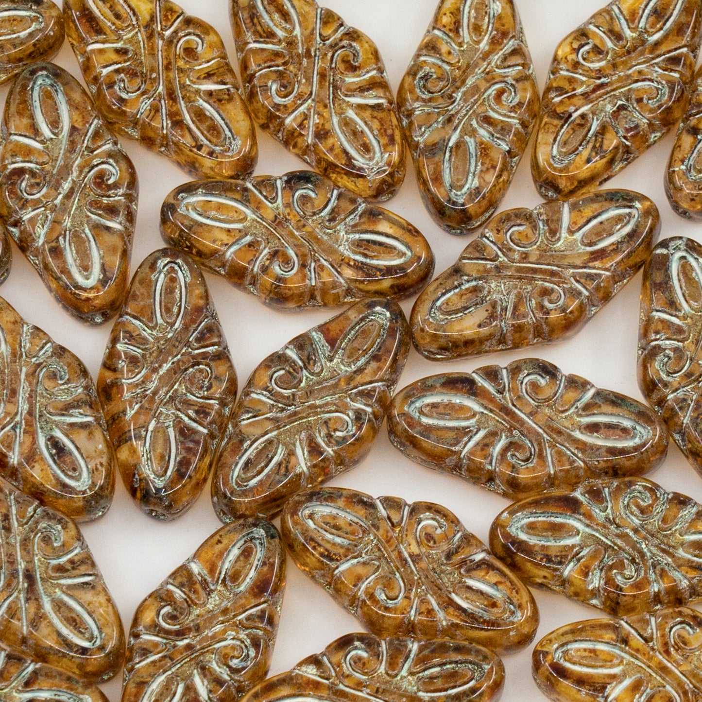 OUTLET 250g/50g Arabesque Beads, 19 x 9 mm, Crystal Travertin 43801 (00030-86800-43801), Glass, Czech Republic