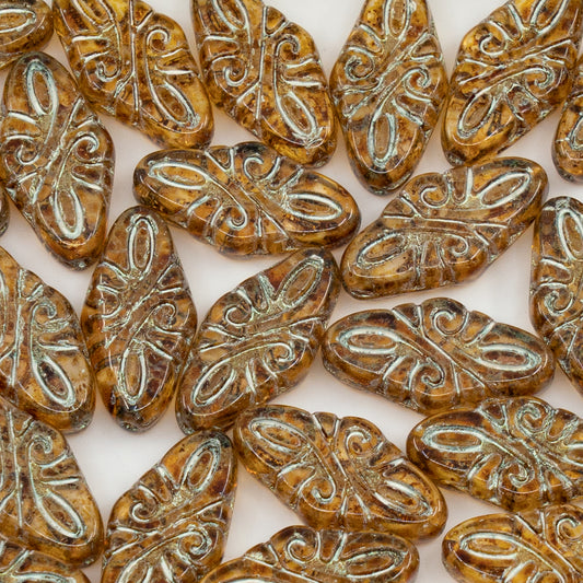 OUTLET 250g/50g Arabesque Beads, 19 x 9 mm, Crystal Travertin 43801 (00030-86800-43801), Glass, Czech Republic