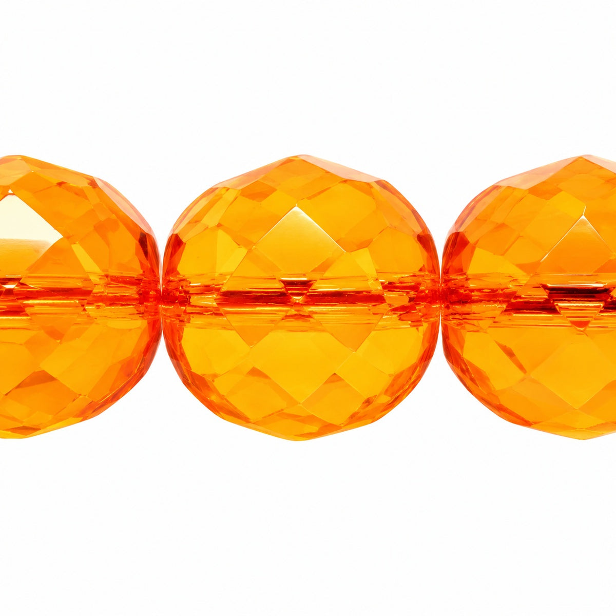 Faceted Round Fire Polished Beads, Transparent Orange (90020), Glass, Czech Republic