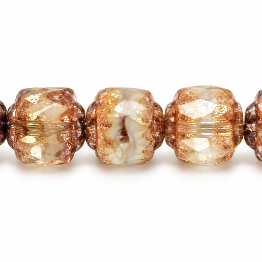 Cathedral Faceted Fire Polished Beads, X1008 Picasso (x1008-43400), Glass, Czech Republic