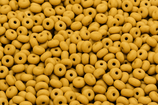 Rondelle Druck Beads, White Opal Bright Dark Yellow Matte (02020-22M03), Glass, Czech Republic