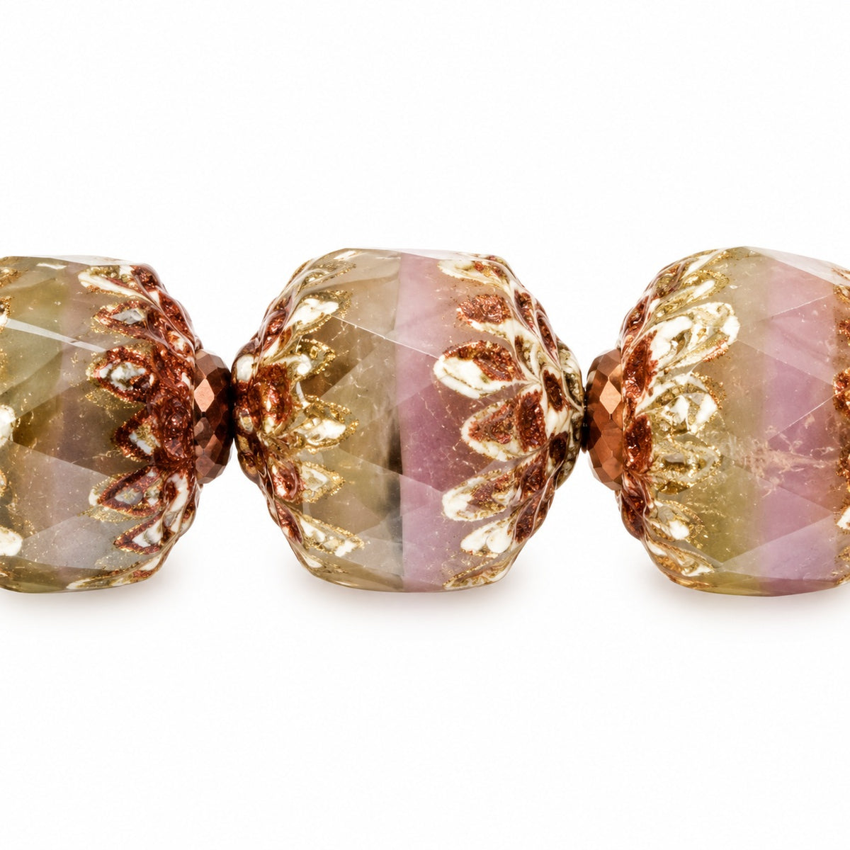 Cathedral Faceted Fire Polished Beads, X3198 Picasso (x3198-43400), Glass, Czech Republic