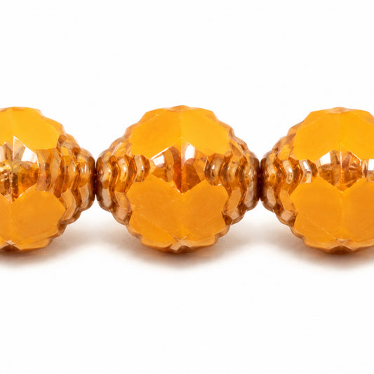 Wasp Special Cut Faceted Fire Polished Beads, Yellow Beige Platin (13740-13702), Glass, Czech Republic