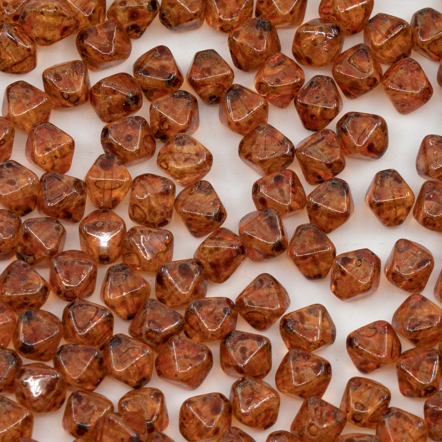 OUTLET 250g/50g Bicone Beads, 6 x 6 mm, Crystal Travertin Light Pink (00030-86800-34304), Glass, Czech Republic