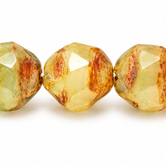 Special Cut Faceted Fire Polished Beads. Smashed, T1020 Stain Strong (t1020-86805), Glass, Czech Republic