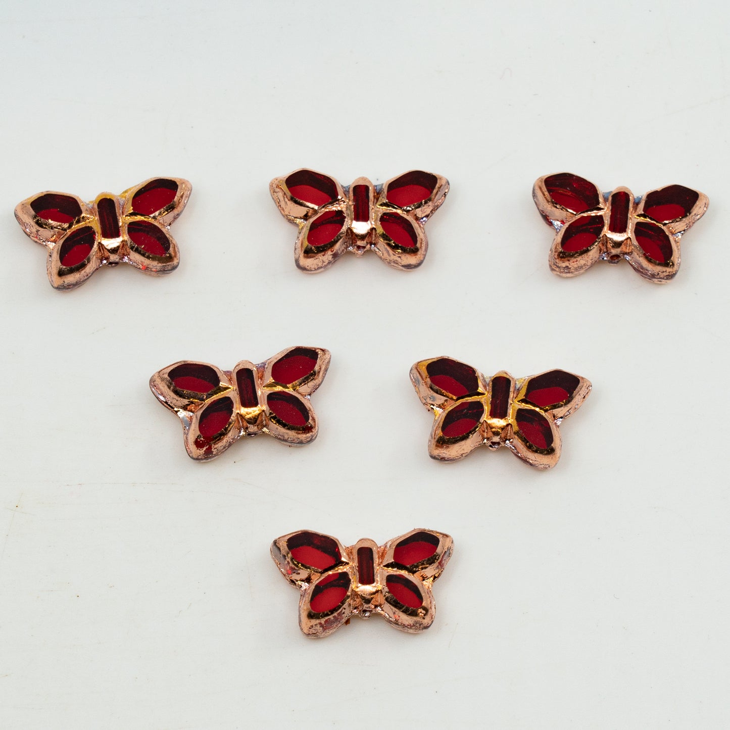 OUTLET 5 grams Table Cut Butterfly Beads, 20 x 12 mm, Ruby Red Capri Gold 2x (90080-27103), Glass, Czech Republic