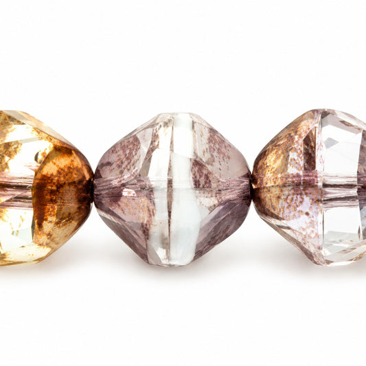 Special Cut Faceted Fire Polished Beads. Smashed, X3143 Bronze (x3143-14415), Glass, Czech Republic