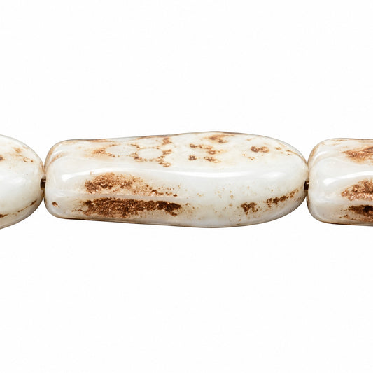 Simple Fish Pressed Beads, White Copper Lined (02010-54324), Glass, Czech Republic