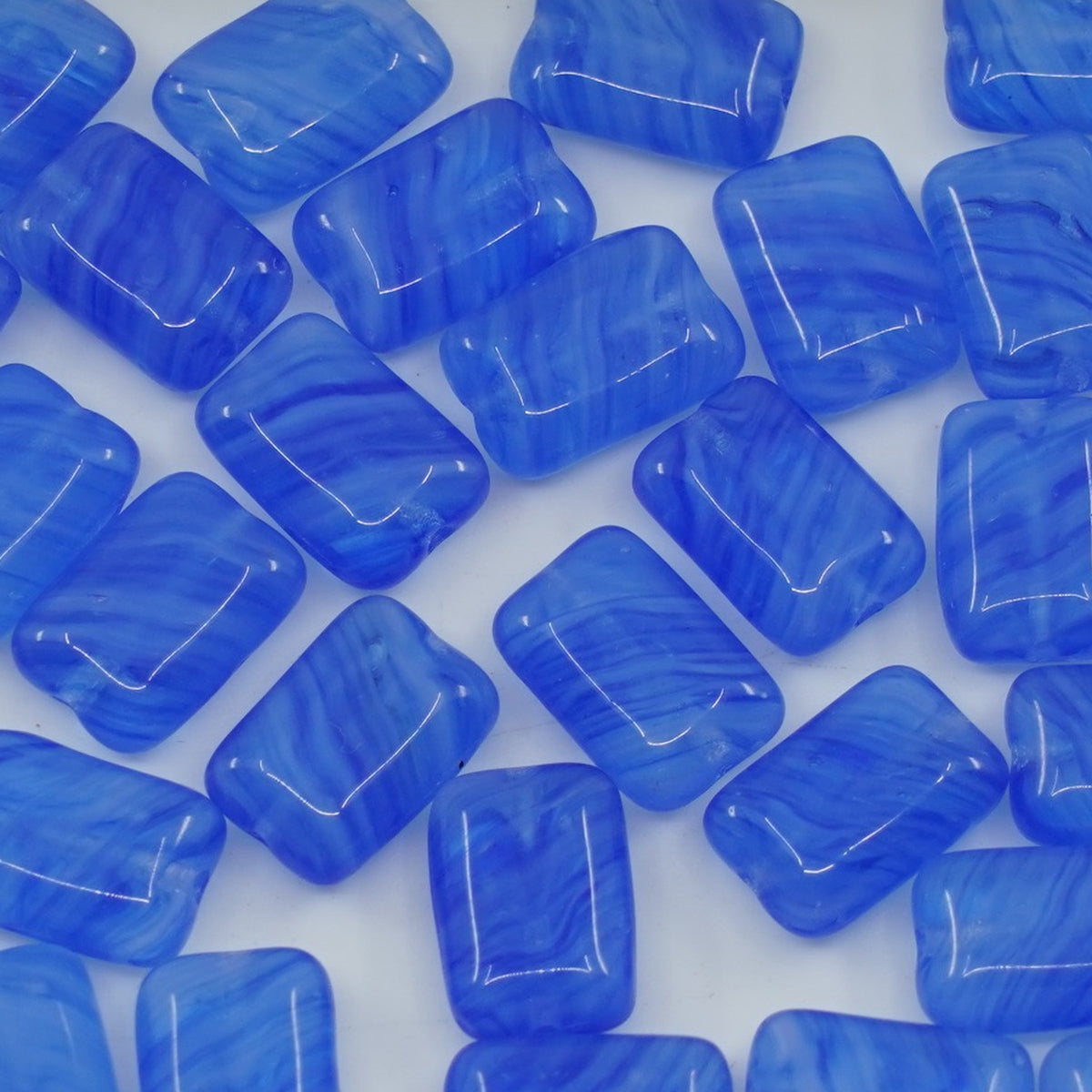 OUTLET 250g/50g Flat Rectangle Beads, 12 x 8 mm, Blue Mixed Colors (blue-mix), Glass, Czech Republic