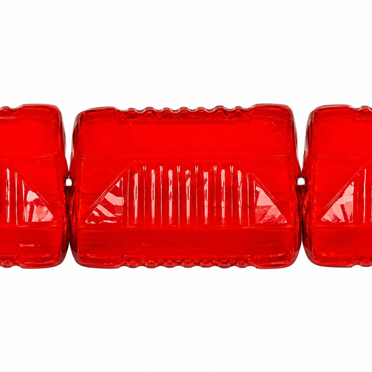 Ribbed Pillow Beads, Red (93190), Glass, Czech Republic