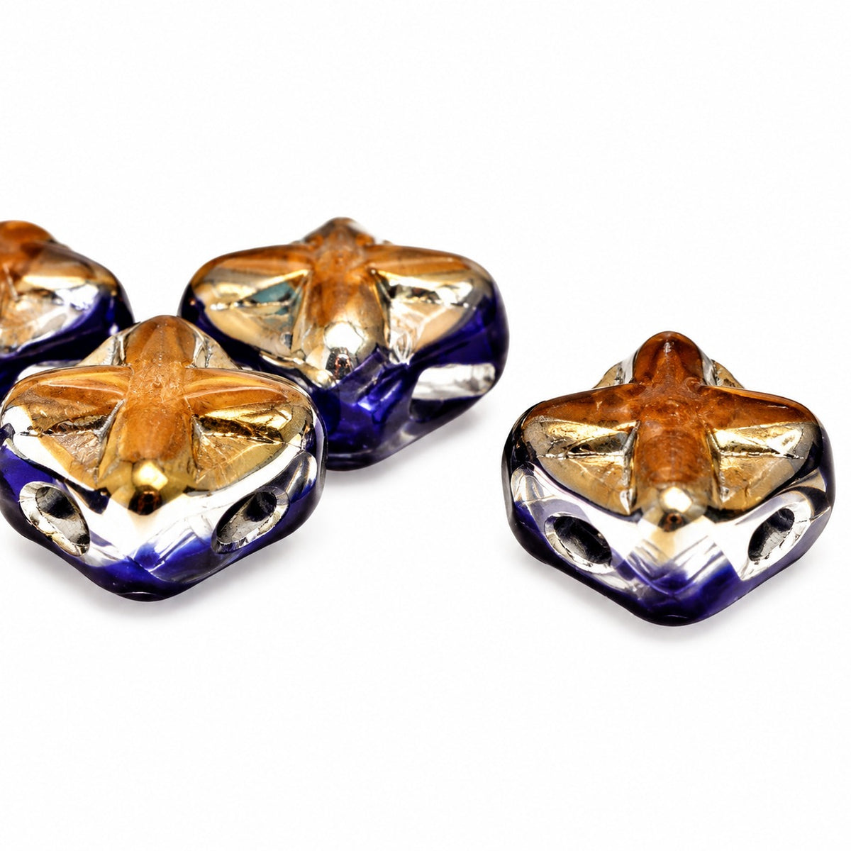 Cross Diagonal Square Beads, Transparent Blue 26737 (30080-26737), Glass, Czech Republic