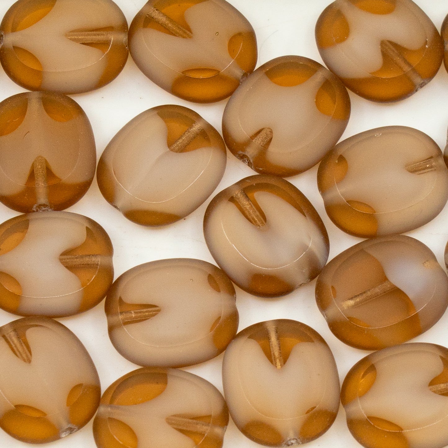 清仓 250克/50克 桌面切割圆角矩形珠，14 x 12 毫米，米色混色 (mixed-beige)，玻璃，捷克共和国