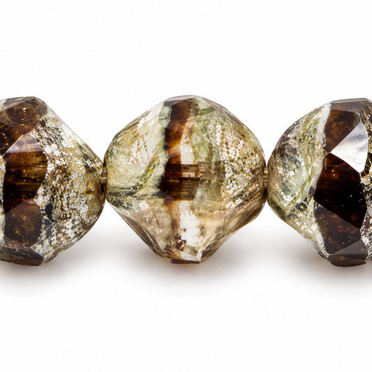 Special Cut Faceted Fire Polished Beads. Smashed, X3154 Antique Silver Patina (x3154-81002), Glass, Czech Republic