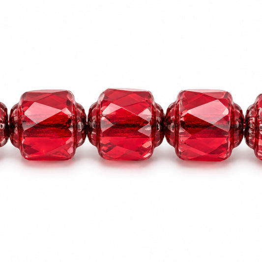 Cathedral Faceted Fire Polished Beads, Light Siam Platin (90070-13702), Glass, Czech Republic