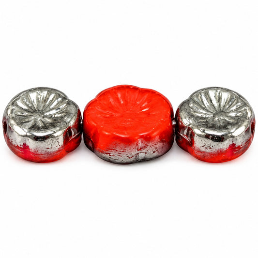 Hawaii Pressed Beads, Deep Orange  Chrom (93140-27401), Glass, Czech Republic