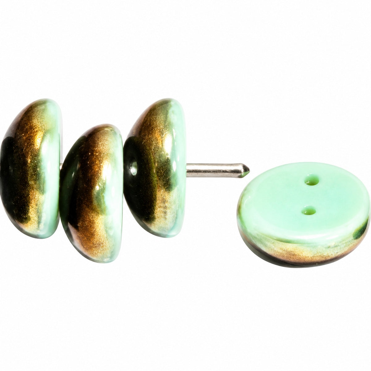 Piggy Beads, Opaque Green Crystal Bronze Capri (53110-22601), Glass, Czech Republic