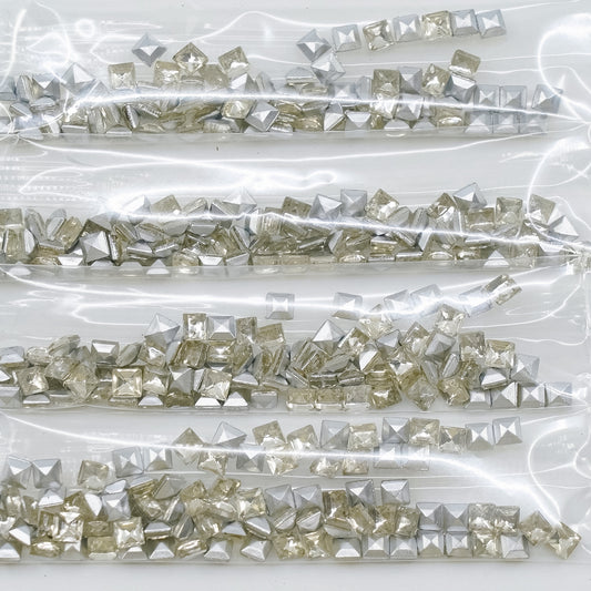 OUTLET 5 grams Square Faceted Pointed Back (Doublets) Crystal Glass Stone, 4 x 4 mm, Crystal Silver F (00030-silver-f), Glass, Czech Republic