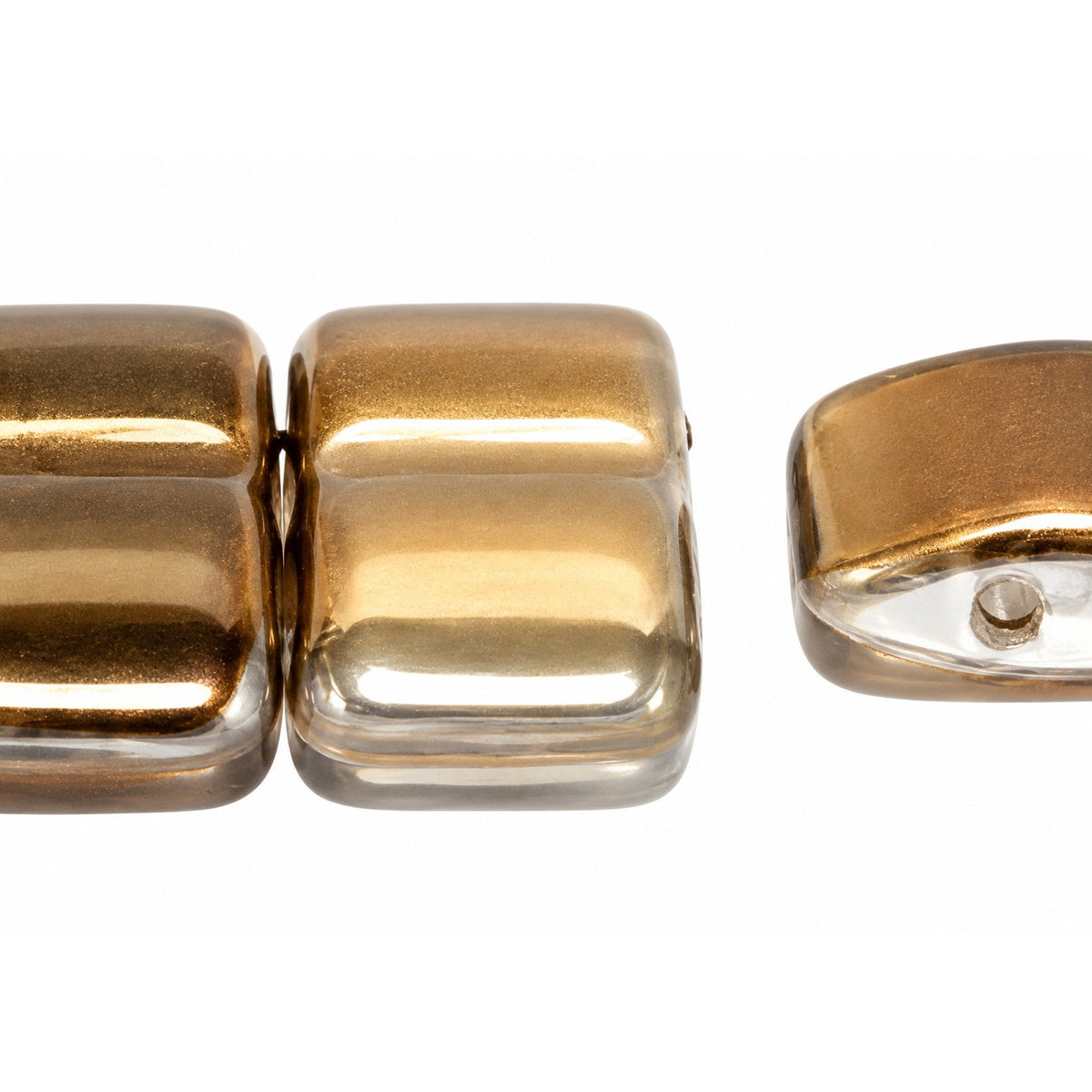 Rectangle 2-Hole Beads, Crystal Crystal Bronze Capri (00030-22601), Glass, Czech Republic