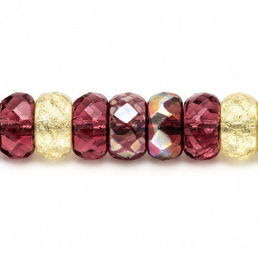 Faceted Special Cut Beads Rondelle, X2646 (x2646), Glass, Czech Republic