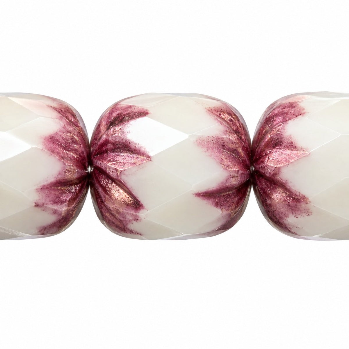 Faceted Fire Polished Beads Special Cut, White Luster Violet Full Coated (02010-14496), Glass, Czech Republic