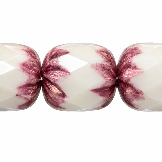 Faceted Fire Polished Beads Special Cut, White Luster Violet Full Coated (02010-14496), Glass, Czech Republic