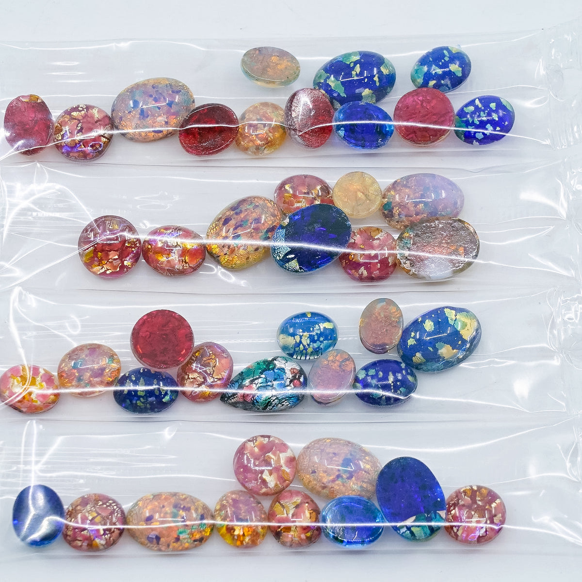OUTLET 10 grams Oval Cabochons Flat Back Crystal Glass Stone, size mix,  (Random Color), Glass, Czech Republic
