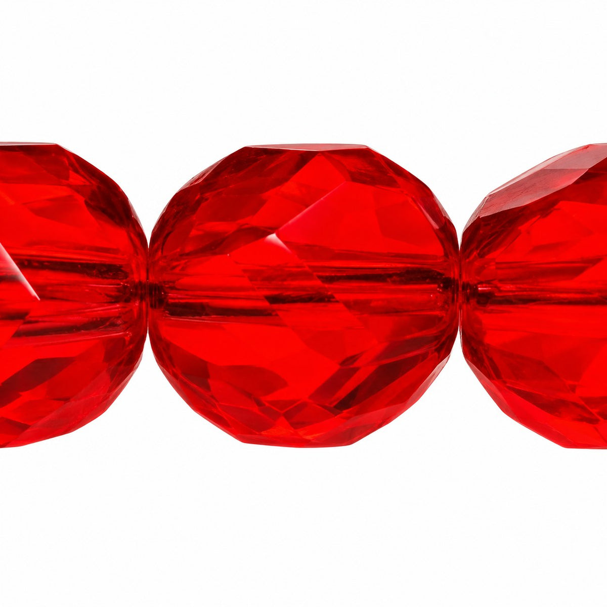 Fire Polished Faceted Stone-Like Beads Special Cut, Ruby Red (90080), Glass, Czech Republic