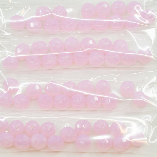 奥特莱斯 10 克多面圆形火抛光珠，8 x 8 毫米，蛋白石粉色 (71200)，玻璃，捷克共和国