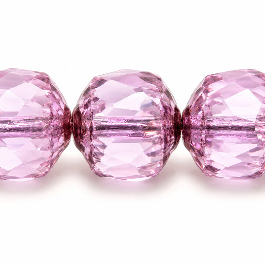 Cathedral Faceted Fire Polished Beads, Transparent Light Amethyst Bronze (20310-14415), Glass, Czech Republic