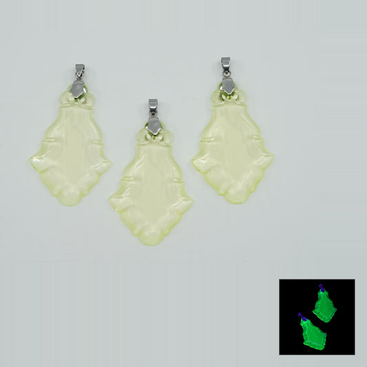 1 pc Uranium Chandelier Trimming French Pendeloque with Clip (approx. 53x33mm), Opal Yellow, Hand Cut and Polished Glass, Czech Republic, OUTLET