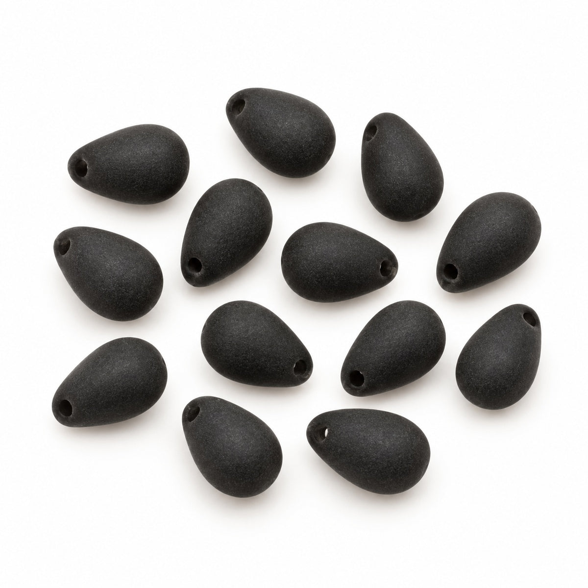 Drop Beads, Black Matte (23980-84110), Glass, Czech Republic