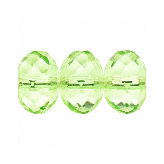 Special Cut Faceted Fire Polished Beads, Transparent Green (50510), Glass, Czech Republic