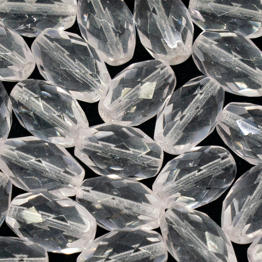 OUTLET 10 grams Oval Faceted Beads, 16 x 10 mm, Crystal (00030), Glass, Czech Republic