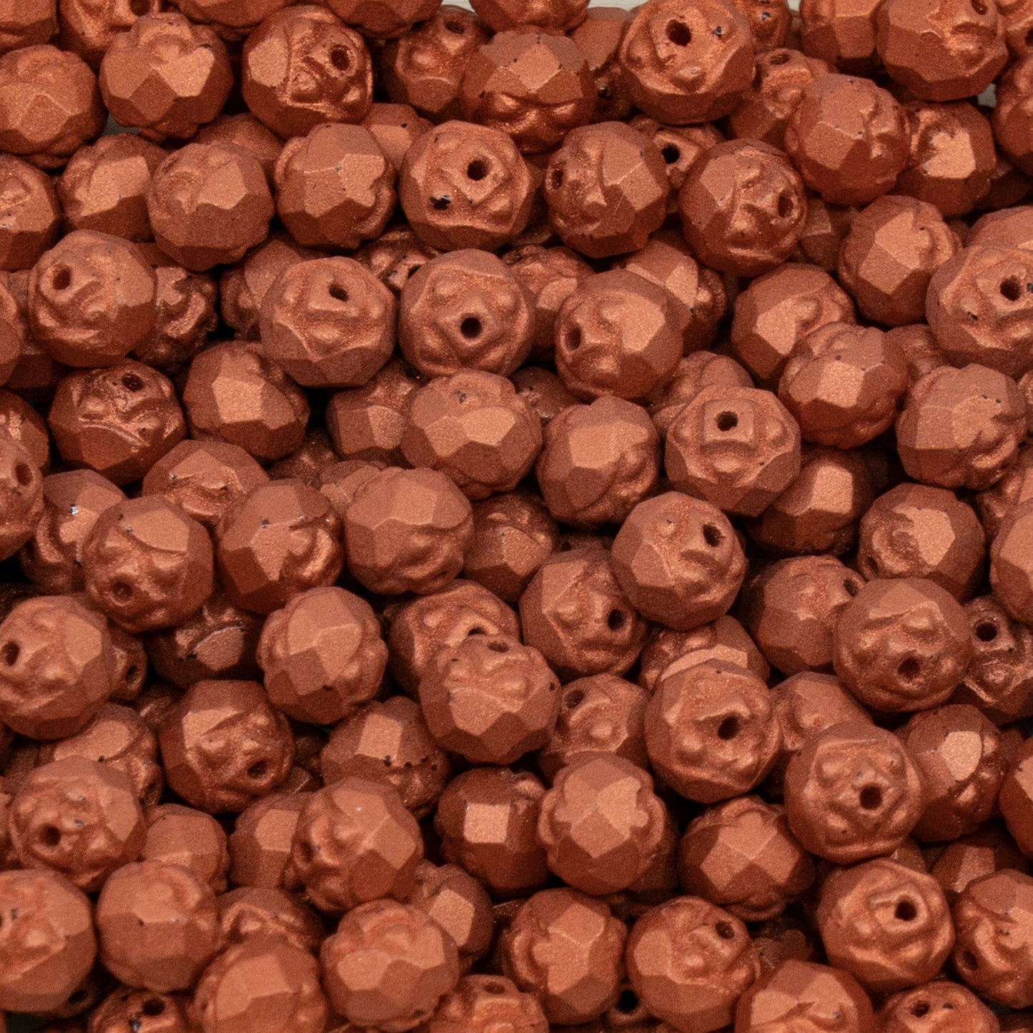 OUTLET 250g/50g Cathedral Faceted Fire Polished Beads, 5 x 6 mm, Copper Matte (copper-matte), Glass, Czech Republic