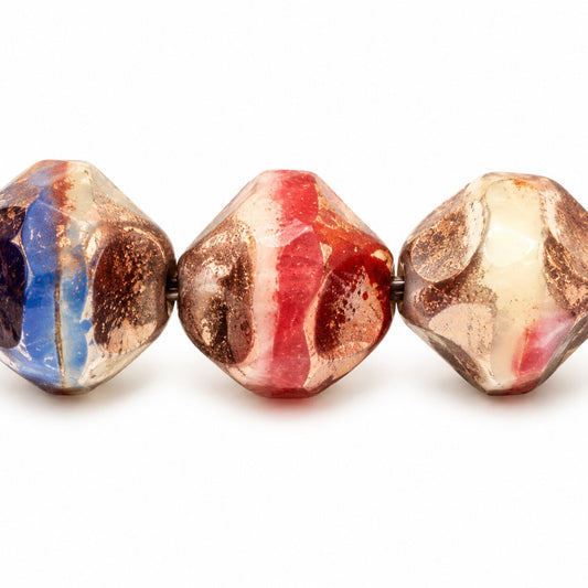 Special Cut Faceted Fire Polished Beads. Smashed, X3069 Bronze (x3069-14415), Glass, Czech Republic