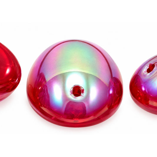 2-Hole Cab Beads, Ruby Red Ab (90080-28701), Glass, Czech Republic