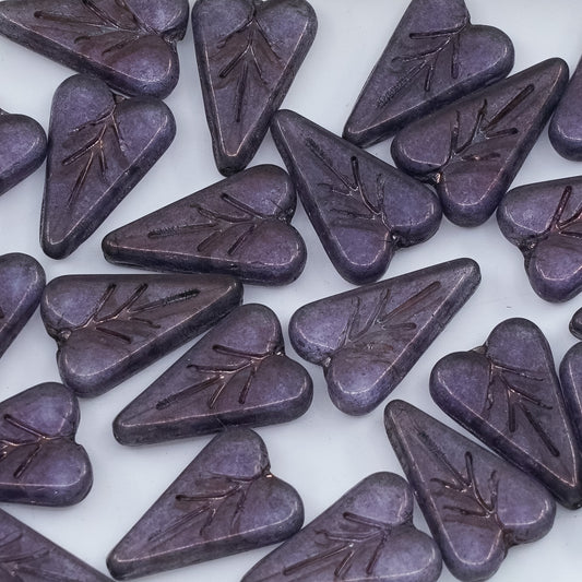 OUTLET 250g/50g Heart Leaf Bead, 16 x 11 mm, Crystal Purple (00030-15726), Glass, Czech Republic