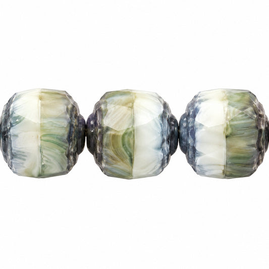 Cathedral Faceted Fire Polished Beads, X3073 Matte Luster Blue Full Coated (x3073-84110-14464), Glass, Czech Republic