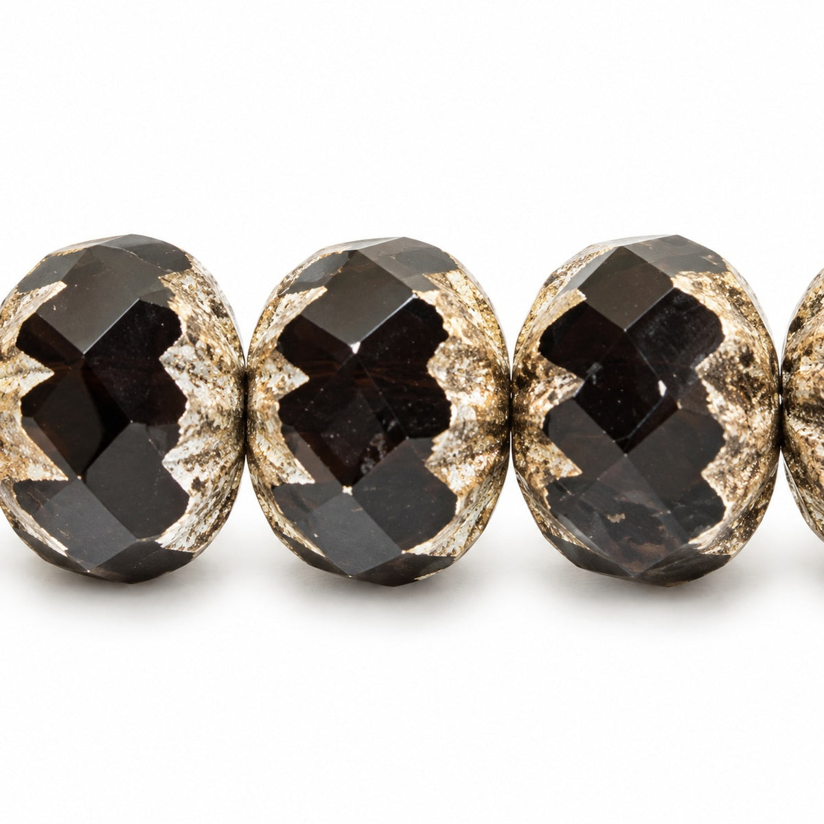 Special Cut Faceted Fire Polished Beads, Black Antique Silver Patina (23980-81002), Glass, Czech Republic