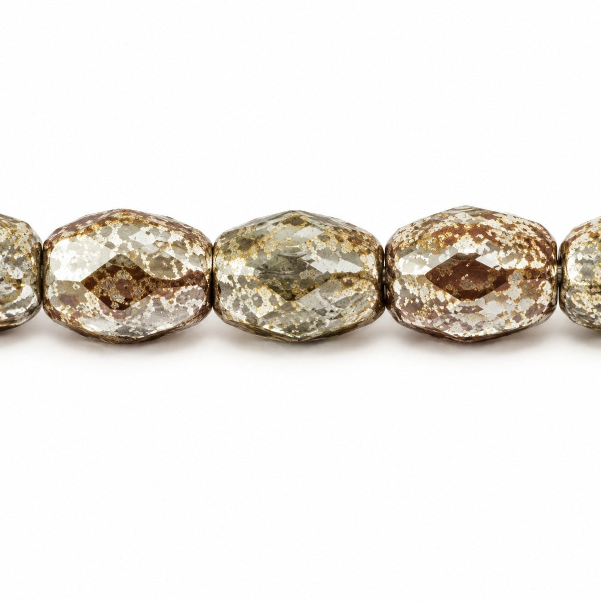 Oval Faceted Beads, Yellow Terracotta Silver (83120-15481), Glass, Czech Republic