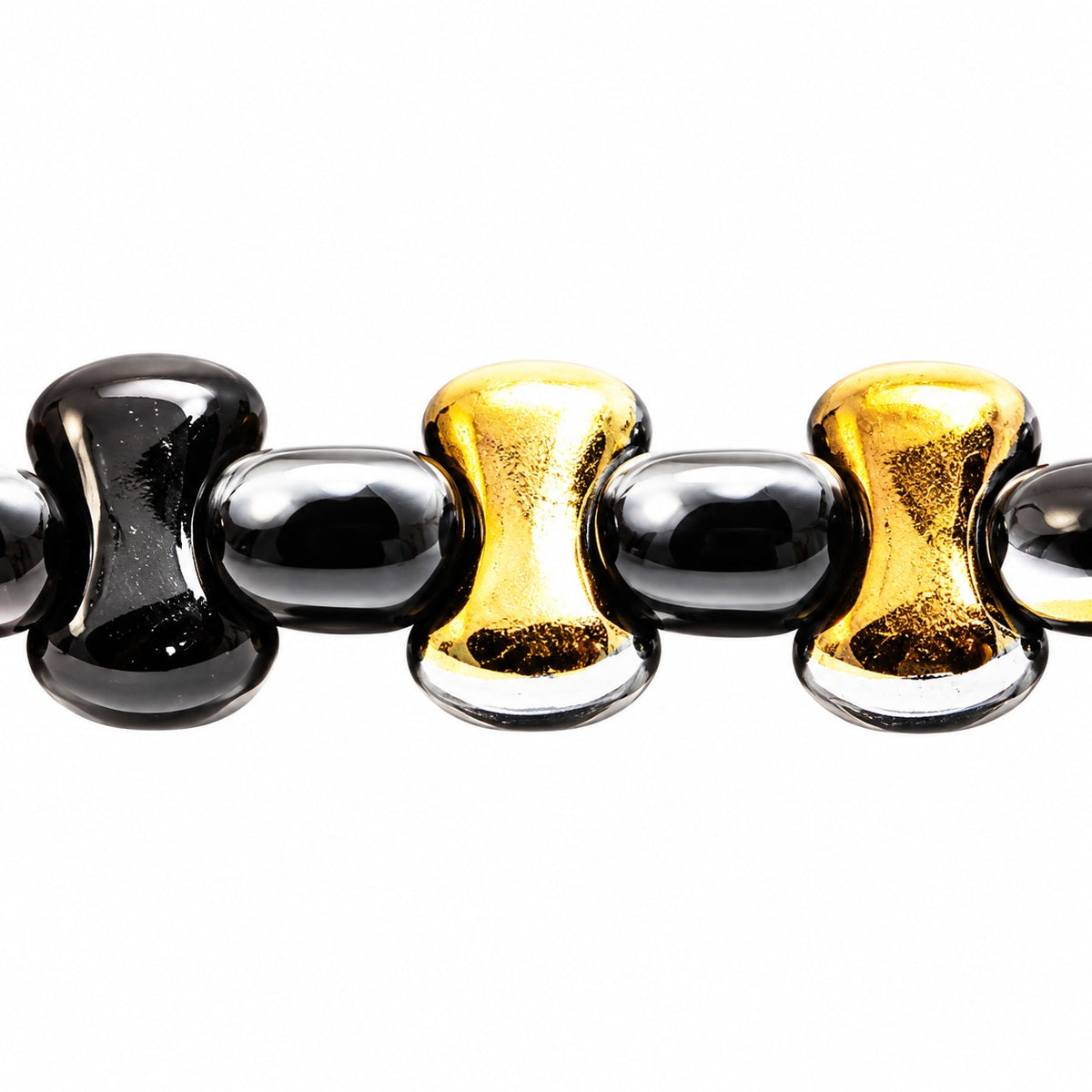Shaped Pressed Beads, Black Crystal Bronze Capri (23980-22601), Glass, Czech Republic