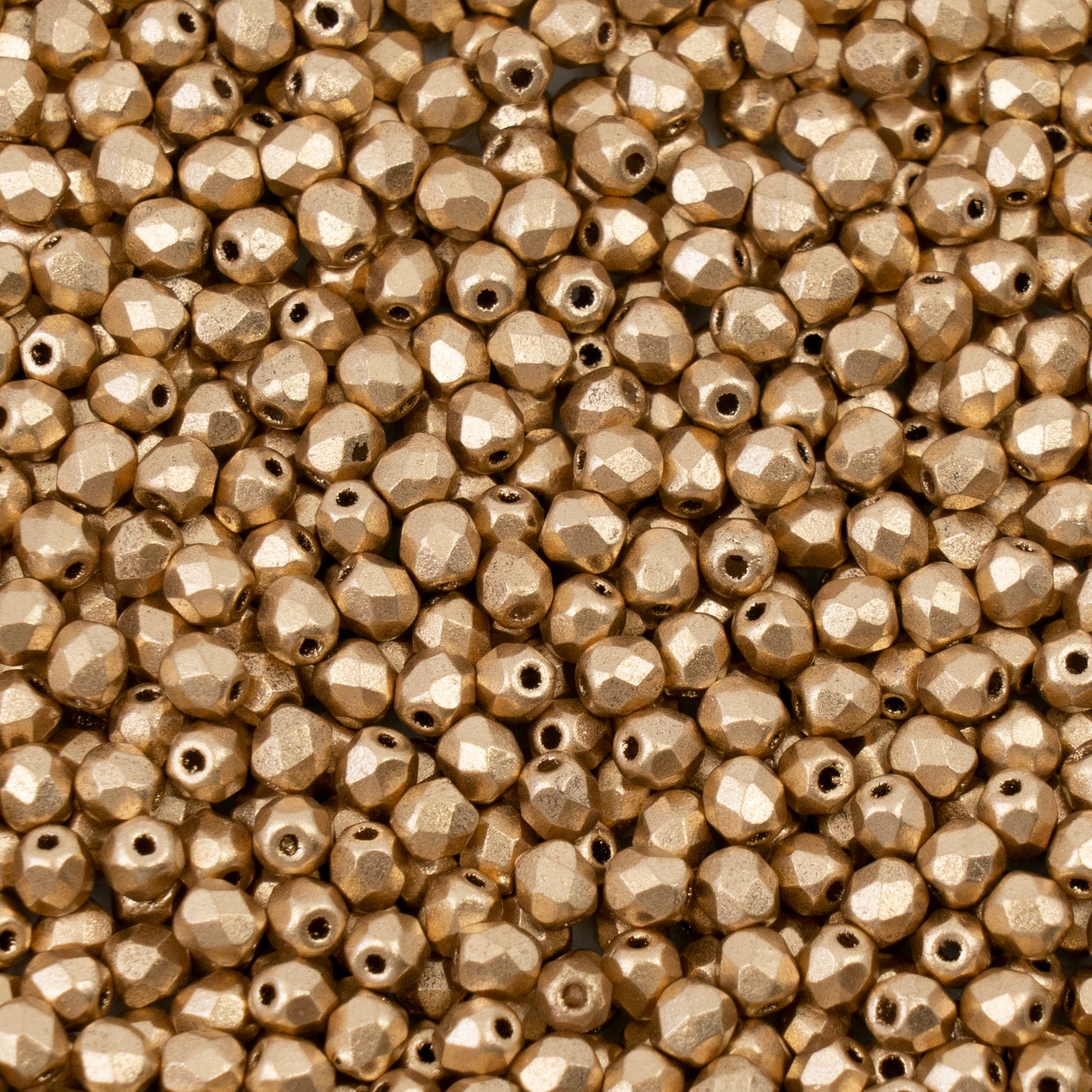 Faceted Fire Polished Pressed Czech Glass Beads, Aztec Pale Gold - 01710