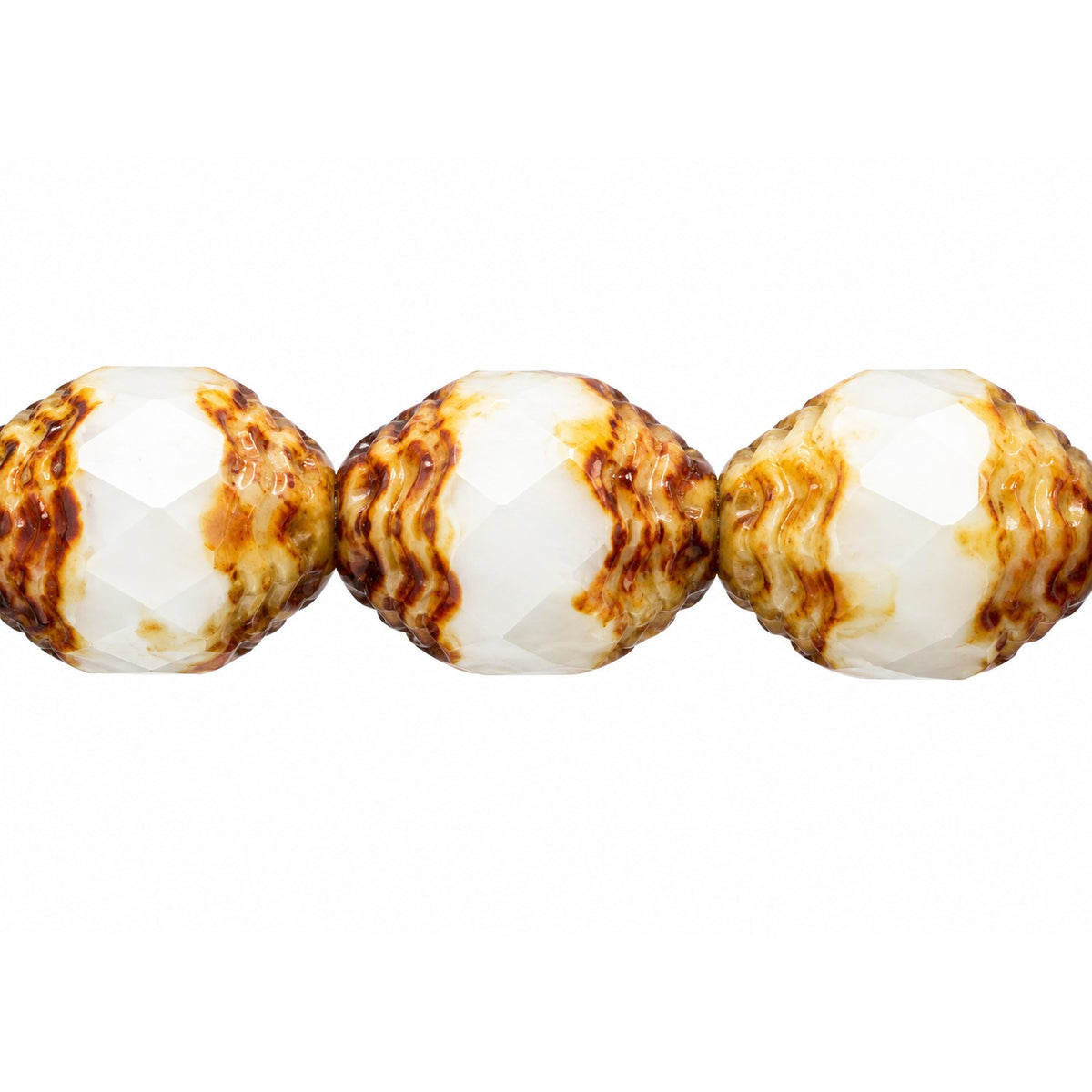 Special Cut Faceted Fire Polished Beads, Chalk White Stain Strong (03000-86805), Glass, Czech Republic