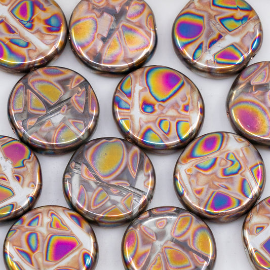 OUTLET 250g/50g Coin Beads, 17 x 17 mm, Batika Mixed Colors 6 (BATIKA-MIX-6), Glass, Czech Republic