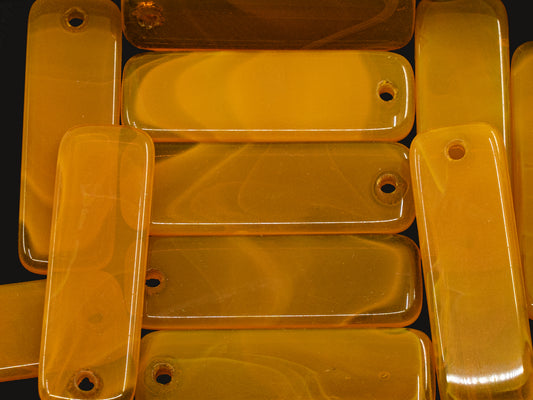 OUTLET 50g Rectangle Pendant Beads, 30 x 10 mm, silk light orange, Glass, Czechia