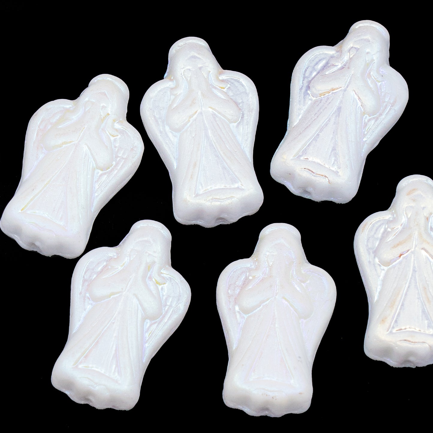 OUTLET 250g/50g Angel Beads, 23 x 13 mm, White Matte Ab Full (2X Side) (02010-84100-28703), Glass, Czech Republic
