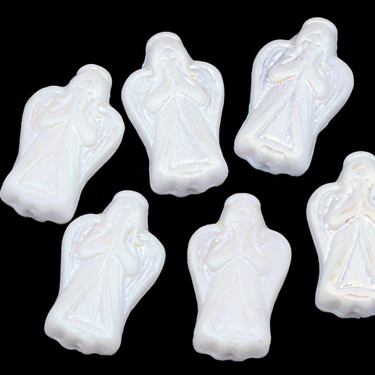 OUTLET 250g/50g Angel Beads, 23 x 13 mm, White Matte Ab Full (2X Side) (02010-84100-28703), Glass, Czech Republic