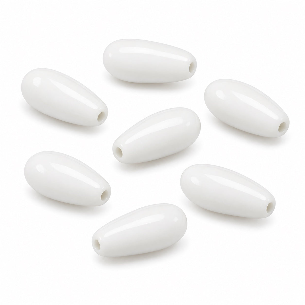Pear Drop Beads, Chalk White (03000), Glass, Czech Republic